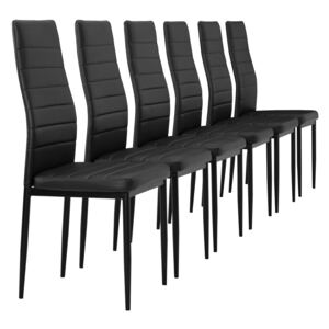 [en.casa]® Set Dina 6 scaune bucatarie, 96 x 43 cm, piele sintetica, negru