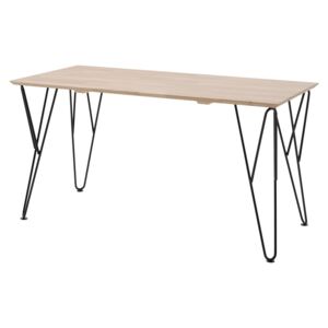 Masa de birou din lemn de pin si mesteacan, pentru copii si tineret William Natural / Negru, L150xl70xH75 cm
