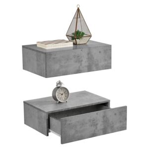 Set 2 x comoda suspendata cu 2 sertare Model 5, MDF, 46 x 30 x 15 cm,- efect beton