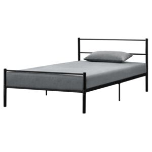 Rama metalica pat,design vintage, cu gratar, 208,5cm x 121,5cm x 81cm, otel sinterizat, negru