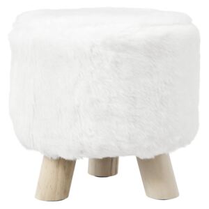 Taburet design - suport picioare, 29 x 29 cm, poliester-blana artificiala moale, alb