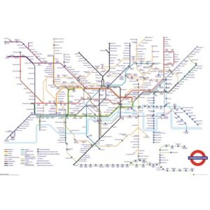Poster Transport For London - Underground Map, (91.5 x 61 cm)