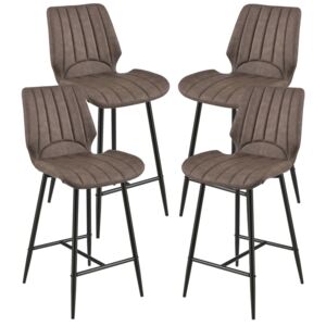 Set 4 bucati scaune bar Planica, 102,5 x 46,5 cm, imitatie piele/metal, maro inchis