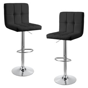2 x scaune bar design capitonate Model 1 - fara cotiere, rotative, inaltime reglabila, imitatie piele negru