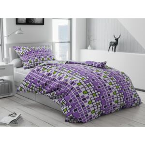 Lenjerie de pat din bumbac cu motiv Tetris, violet