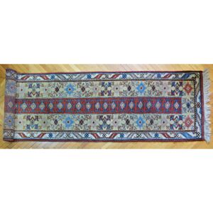 Covor manual turcesc, traversa MELAS din lana pe urzeala de lana, 250.000 noduri/m², 322 x 85 cm