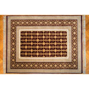 Covor manual turcesc, copie dupa covoarele Selciucilor din secolele 13-14, lana pe urzeala de lana, 250.000 noduri/m², 212 x 164 cm
