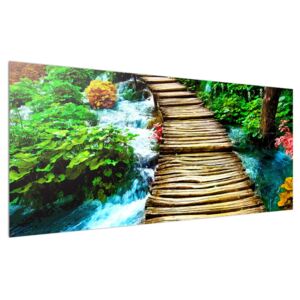 Tablou cu poteca din lemn peste râu (Modern tablou, K012557K12050)