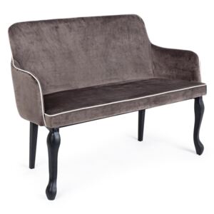 Canapea 2 locuri picioare fier negru tapitata cu catifea gri Vittoria 117 cm x 46.5 cm x 88 cm h x 47.5 h1