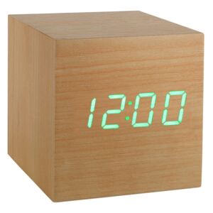 Ceas cu alarmă "Cube Click", fag / verde - Gingko