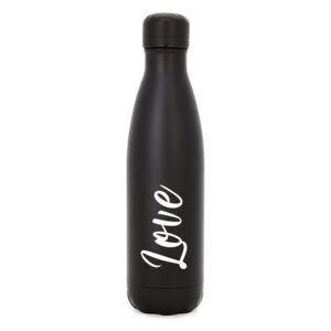 Sticlă termică din oțel inoxidabil 500ml, neagră cu inscripție "LOVE" - WD Lifestyle