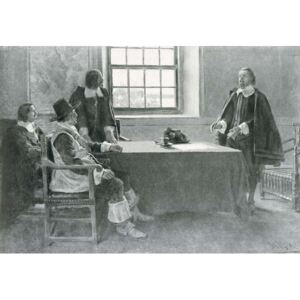 Sir William Berkeley Surrendering to the Commissioners of the Commonwealth, illustration from 'In Washington's Day' by Woodrow Wilson, pub. in Harper's Magazine, 1896 Reproducere, Howard (after) Pyle