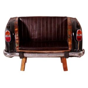 Canapea pentru bar Mumbai, 100x70x172 cm, metal/lemn/ecopiele, maro/negru