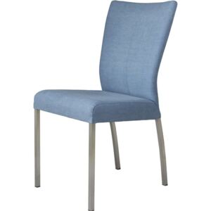 Set de două scaune dining Riley, 91x53x46.5 cm, inox/textil, argintiu/ bleu