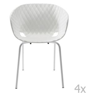 Set 4 scaune cu picioare din lemn de fag Kare Design Radar Bubble, alb