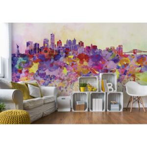 GLIX Fototapet - Watercolour City Skyline Papírová tapeta - 368x280 cm