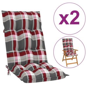 Perne scaun de grădină, 2 buc., roșu carouri, 120x50x7 cm
