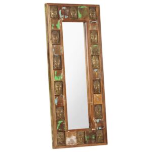 Oglindă cu placare Buddha, 50x110 cm, lemn masiv reciclat
