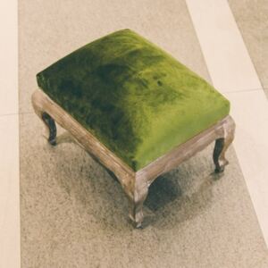 Taburet Green din lemn si tapiterie catifelata 33x34x44 cm