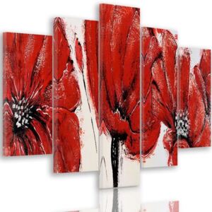 CARO Tablou pe pânză - Red Flowers 100x70 cm