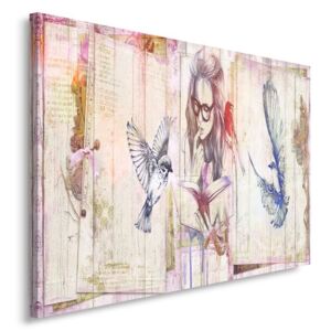CARO Tablou pe pânză - Girl With A Book 50x40 cm