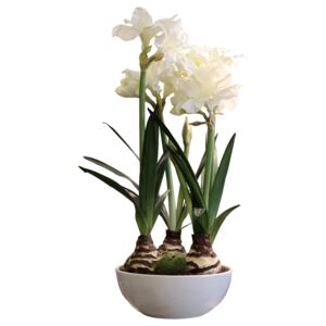 Floare decorativa Amaryllis alb 80 cm