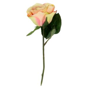 Floare artificiala trandafir crem cu roz 25 cm