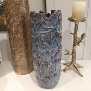 Vaza Ginko din ceramica albastra 16x40.5 cm