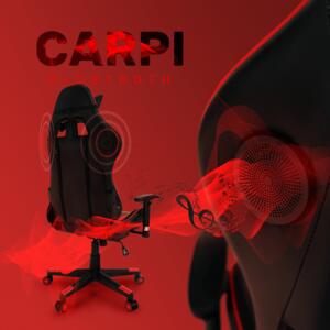 Scaun de birou joc cu difuzoare Bluetooth, negru rosu, CARPI