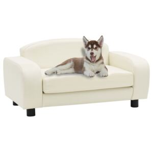Canapea pentru câini, alb, 80 x 50 x 40 cm, piele ecologică