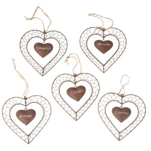 Set 5 decorațiuni suspendate Antic Line Heart
