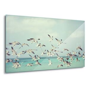 Tablou pe sticlă - Vintage Seagulls 4 x 30x80 cm