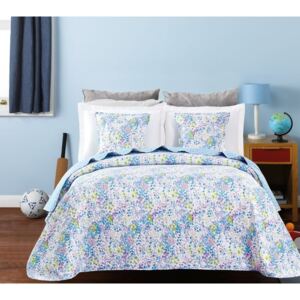 Cuvertură de pat fetițe flori albastre 7797 Candy blue