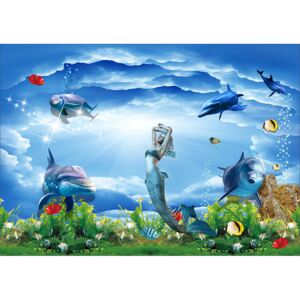 Fototapet Copii cu Sirena si Delfinii Hartie 250x400 cm