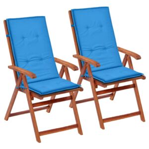 Perne scaun de grădină, 2 buc, albastru, 120 x 50 x 3 cm