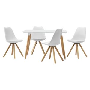 [en.casa]® Masa design de bucatarie/salon alba - 120 x 70 cm - cu 4 scaune moderne de culoare alba