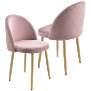 [en.casa] Set 2 bucati scaune design Carmina Rosa, 76 x 44 cm, textil/metal, roz