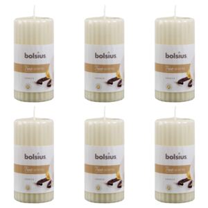 Bolsius Lumânări parfumate striate, 6 buc., vanilie, 120 x 58 mm 101925260175