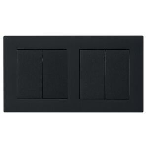 Două întrerupătoare duble GIRA cu ramă dublă negru mat și doză pentru perete gips-carton