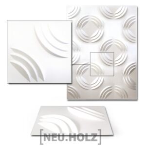 [neu.haus]® Placa decorativa pentru pereti 3D, Motiv Trandafir, 300 x 300 mm 6m², bambus reciclat/trestie, grosime 1,5-1,75 mm, alb