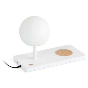 Niko - Veioză albă cu încarcare wireless pentru smartphone