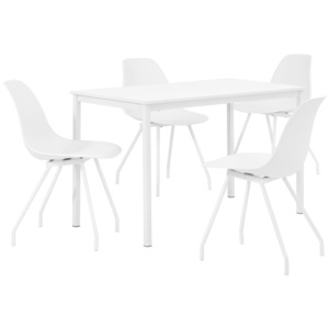 Masa bucatarie/salon design elegant (120x60cm) - cu 4 scaune elegante - alb