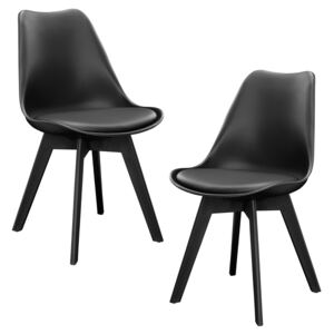 [en.casa]® Set Berna 2 scaune bucatarie, 83 x 48 cm, plastic, negru
