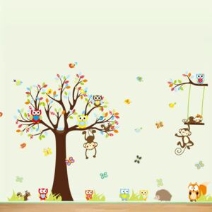Black FridaySet autocolante Ambiance Cute Monkeys Playing On Trees