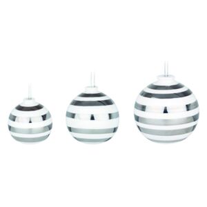 Set 3 globuri de Crăciun din ceramică Kähler Design Omaggio, alb-argintiu