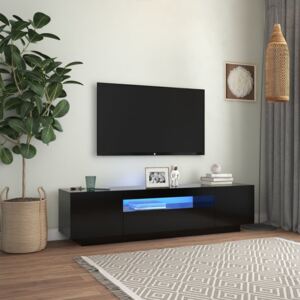 Comodă TV cu lumini LED, negru, 160x35x40 cm