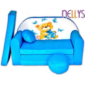 Canapea pentru copii convertibilă NELLYS Ursuleț albastru
