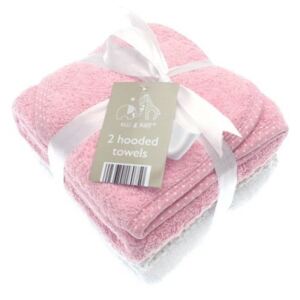 Set cadou 2 prosoape de baie roz pentru bebelusi Elli and Raff