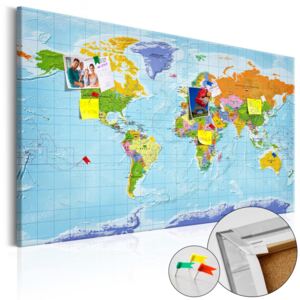 Tablou din plută - World Map: Countries Flags 90x60 cm