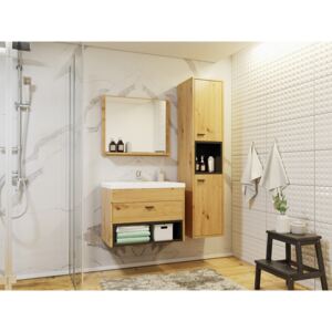 Set baie Velum I, Negru, Stejar artizan, PAL laminat, 38 kg